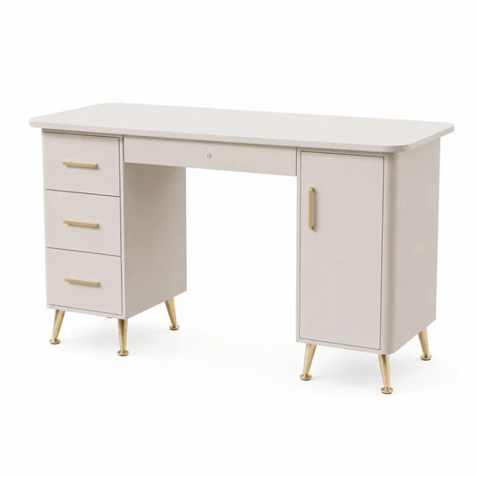 Scrivania in MDF con Cassetti e Armadietto, 140x60x75 cm
