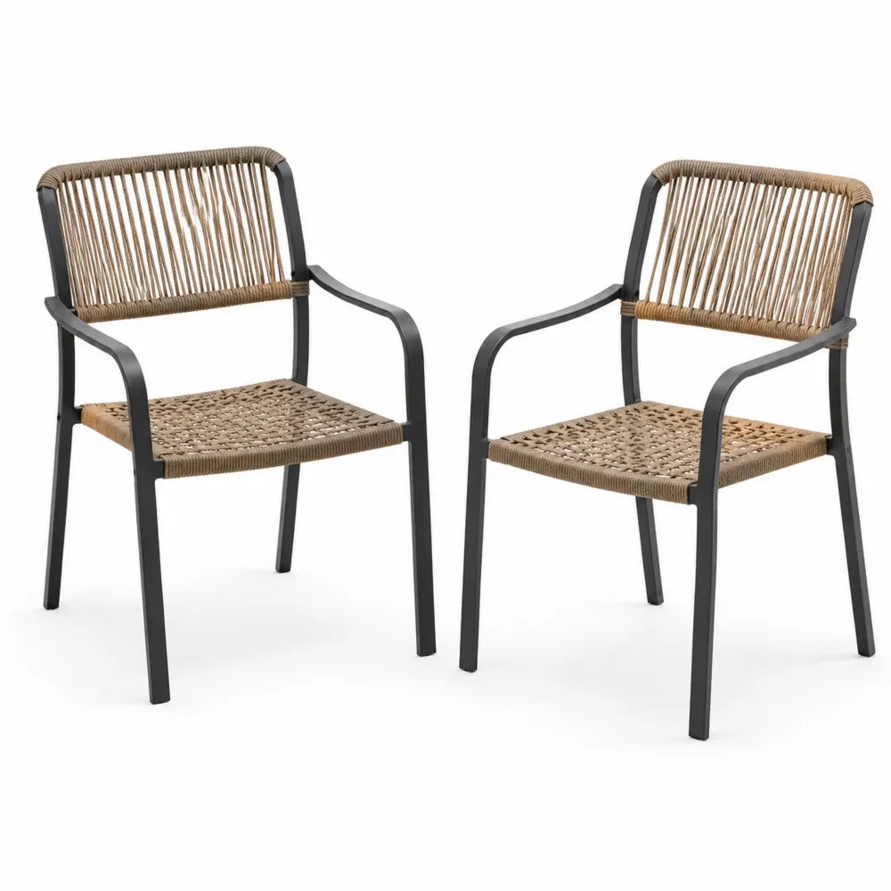 Set di 2 sedie da esterno in metallo e rattan sintetico